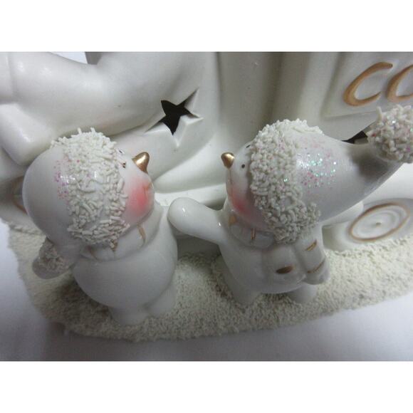 Porcelain Snowman w/ Snow Cone Cart Accent Light White By JCP Home 1996 Vintage - Picture 5 of 13